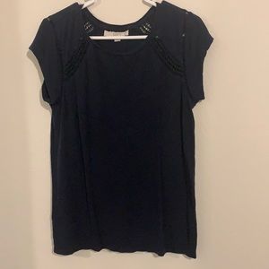 Loft Navy Top with Shoulder Detail